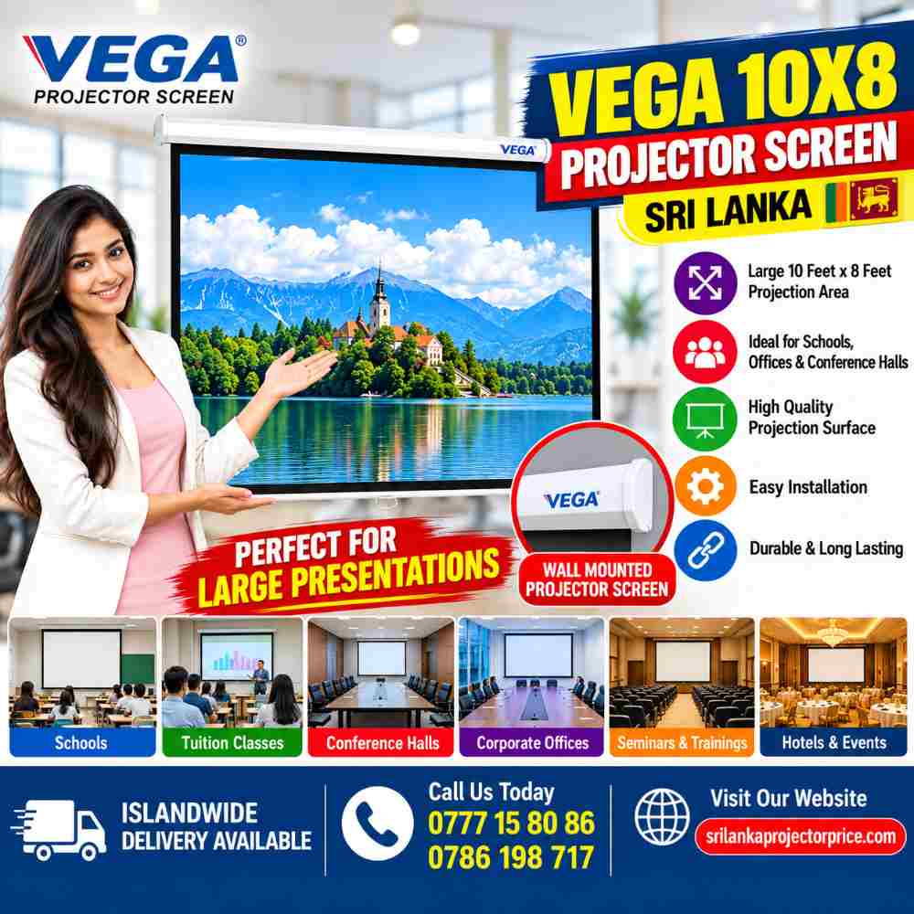 10X8 Electric Projector Screen Sri Lanka. Vega Branded Electric Screen Sri Lanka