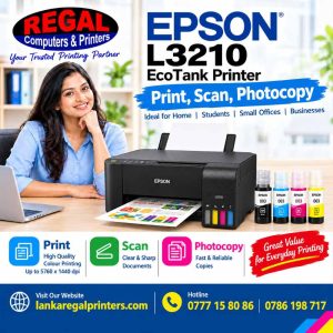 Epson L3210 Printer Price in Sri Lanka. Colour Multifunction printer