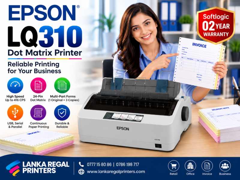 Epson LQ310 24 Pin Dot Matrix Printer Price in Sri Lanka with Softlogic 2 Year Warranty